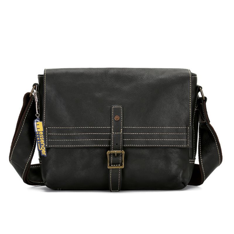 Small black deals leather messenger bag