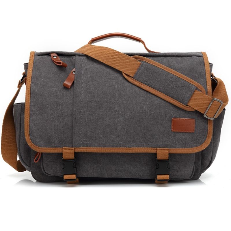 thumbnail image 2 of Johoxton 16-Inch Canvas Messenger Bag – Vintage Cotton Laptop Bag For Men & Women 2 of 9