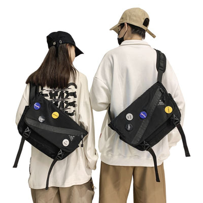 Black-Nylon-Messenger-Bag-wear-by-models