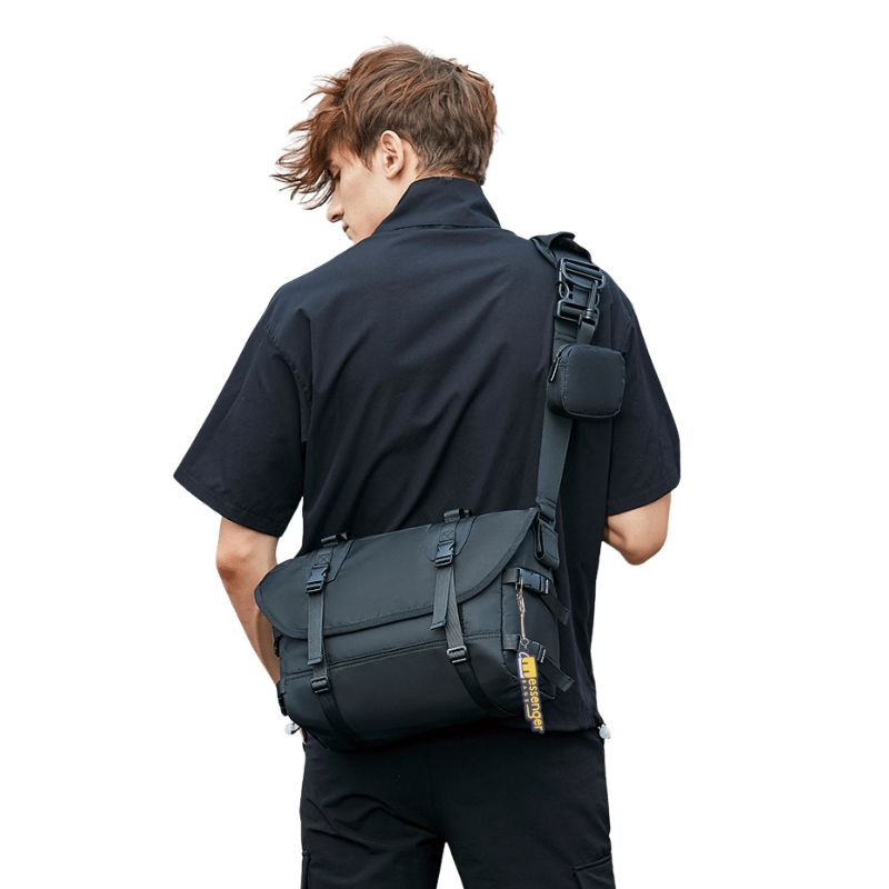 Black-Tactical-Messenger-Bag-Wear-By-Model-Back
