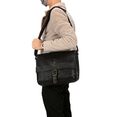 Small-Black-Leather-Messenger-Bag-wear-by-model