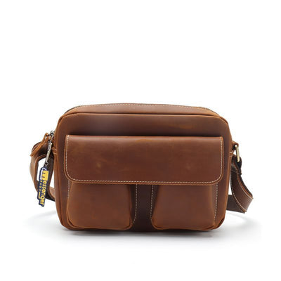 Small-Cow-Leather-Crossbody-Bag-brown-color-front-view
