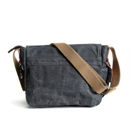 Sac Unisexe Toile Cirée Gris Foncé Et Cuir - Sac Cartable - Sangle Détachable - Neuf Sans étiquettes